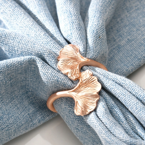 Creative Ginkgo Leaf Napkin Rings Metal Alloy Table Decoration For Wedding Banquet Party Dining Accessories Gold Rose Gold