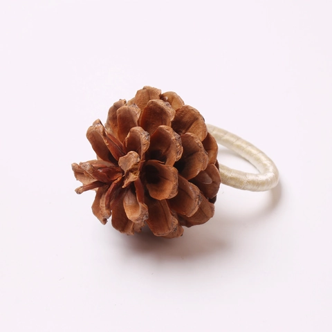 Ronds De Serviette Pomme De Pin Naturel Fil Or Argent Noël Action De Grâce Décoration Table Automne Style Ferme Rustique