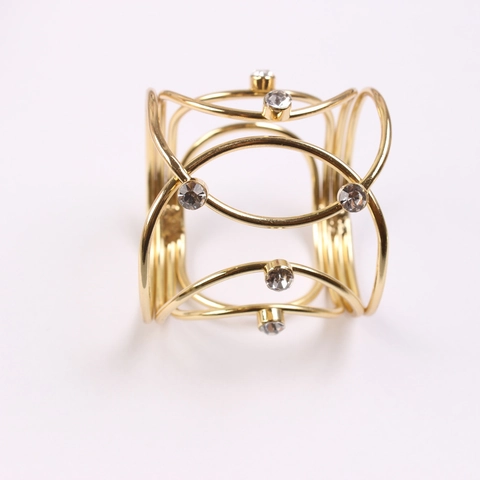 Alloy Rhinestone Napkin Rings Hollow Woven Wire Design For Wedding Party Banquet Dining Table Decoration Holders