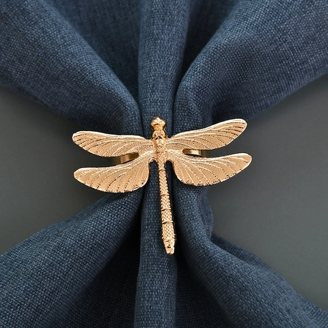 Dragonfly Napkin Ring Metal Zinc Alloy Electroplated Gold Animal Shape Table Decoration For Wedding Party Hotel Banquet