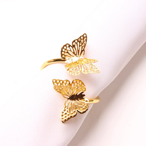 Schmetterling Serviettenringe Metall Zweilagig Hohl Hochzeit Tischdekoration Party Zubehör Gold Schwarz