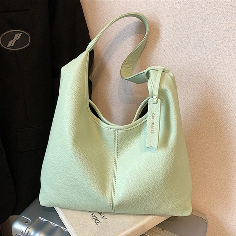 Bolso Hobo Grande Para Mujer Retro Patrón Lichi Cuero PU Bolso De Hombro Simple Para Uso Diario Todo Combinable