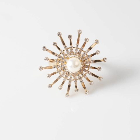 Ronds De Serviette Fleur De Soleil Métal Avec Künstliche Perle Et Strass Décoration De Table De Dîner Mariage Élégant