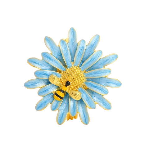 Alloy Enamel Daisy Flower Napkin Rings Bee Decor Pastoral Elegant Table Buckles For Wedding Party Hotel Home Dinner Decor