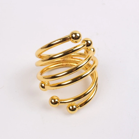 Spiral Metal Napkin Rings With Beaded Ends Decorative Holders For Wedding Dinner Hotel Nordic Style Table Setting