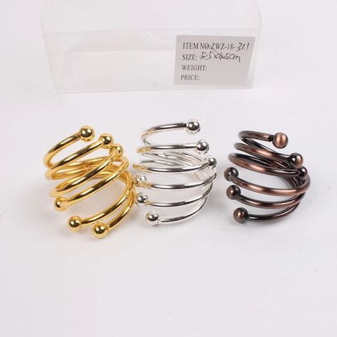 Spiral Metal Napkin Rings With Beaded Ends Decorative Holders For Wedding Dinner Hotel Nordic Style Table Setting