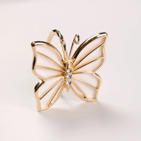 Butterfly Napkin Ring Gold Metal With Rhinestones Enamel Table Decoration Wedding Party Elegant Banquet Dinner Accessory