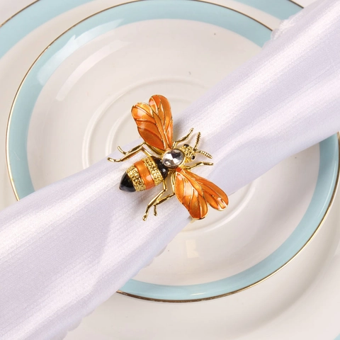 Portatovaglioli Ape Lega Zinco Smalto Strass Tono Oro Forma Animale Decorazione Tavola Per Cena Banchetto Ristorante