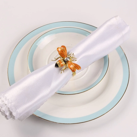 Portatovaglioli Ape Lega Zinco Smalto Strass Tono Oro Forma Animale Decorazione Tavola Per Cena Banchetto Ristorante