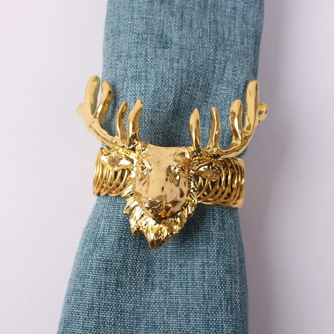 Metal Deer Head Napkin Ring Gold Antler Spiral Zinc Alloy Table Decoration For Christmas Wedding Dinner Party Nordic Style