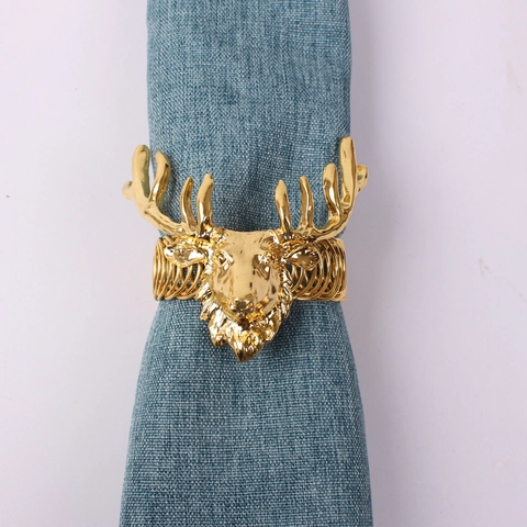 Metal Deer Head Napkin Ring Gold Antler Spiral Zinc Alloy Table Decoration For Christmas Wedding Dinner Party Nordic Style
