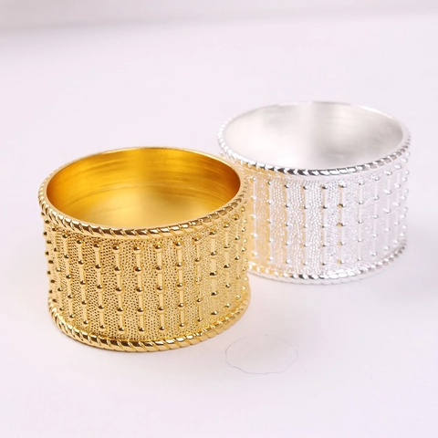 Elegant Beaded Napkin Rings Zinc Alloy Metal Mesh Texture Holders For Hotel Banquet Wedding Dinner Table Decoration
