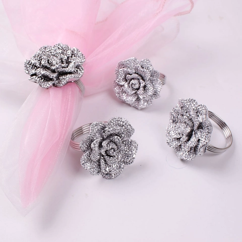 Rhinestone Rose Flower Napkin Rings Alloy Pumpkin Maple Leaf Napkin Buckle For Wedding Halloween Thanksgiving Table Decoration