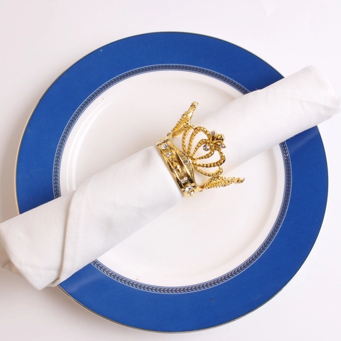 Luxury Alloy Crown Napkin Rings With Rhinestones Hollow Napkin Buckles For Wedding Banquet Party Table Decoration Gold Silver