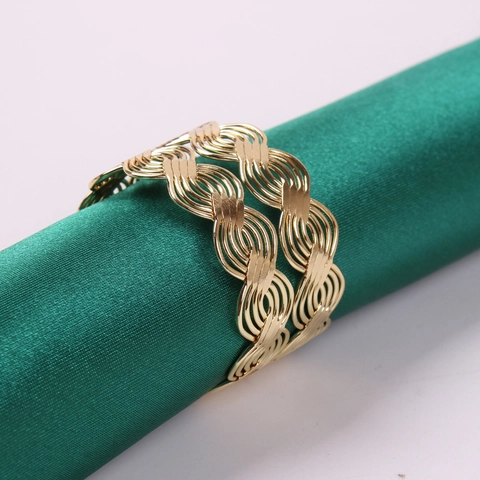 Alloy Woven Wave Pattern Napkin Ring Electroplated Gold Hollow Metal Wire Holder Wedding Banquet Table Decoration