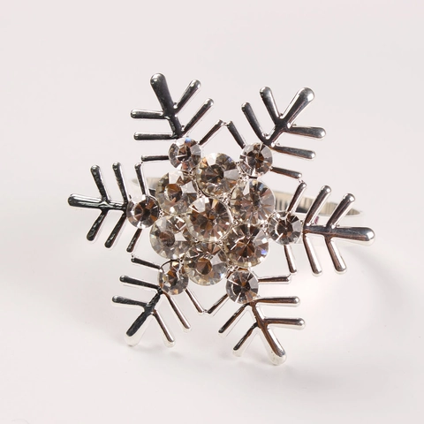 Elegante Servilletero de Copo de Nieve Aleación de Zinc Diamante de Imitación Hebilla Mesa Navidad Boda Fiesta Hogar Cocina Accesorio