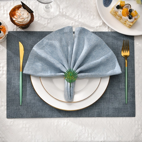 Tropical Palm Leaf Napkin Rings Green Enamel Gold Alloy Metal Napkin Holder For Wedding Party Banquet Dining Table Decoration