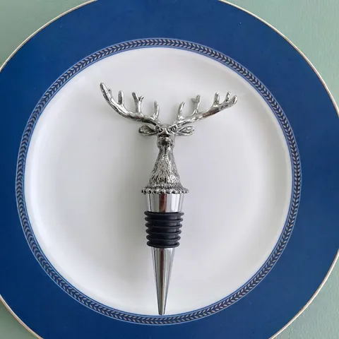 Tappo Per Bottiglia Di Vino Testa Di Cervo Lega Di Zinco Argento Riutilizzabile Ermetico Decorativo Natale Accessori Da Bar
