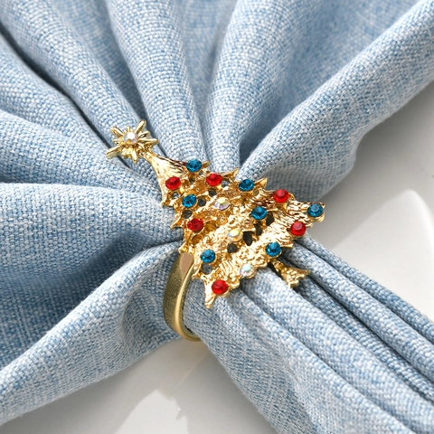 Portatovagliolo Albero Di Natale Lega Strass Colorati Decorazione Tavola Festa Elegante Accessorio Da Pranzo