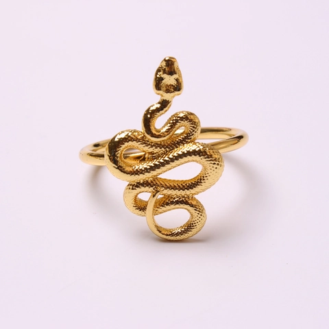 Zinc Alloy Snake Shape Napkin Ring Gold Textured Animal Design Napkin Holder For Wedding Banquet Hotel Table Decoration