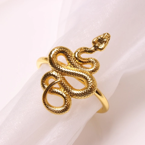 Zinc Alloy Snake Shape Napkin Ring Gold Textured Animal Design Napkin Holder For Wedding Banquet Hotel Table Decoration