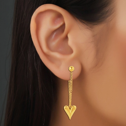 Edelstahl Herzanhänger Tropfenohrringe Langer Quast Minimalistischer Vintage Stil Modeschmuck Für Damen