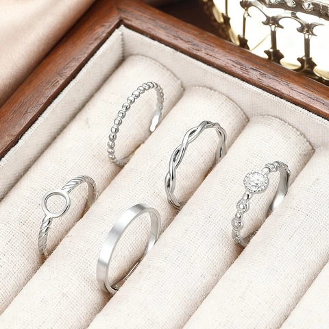 Geometric Stainless Steel Open Rings Stackable Minimalist Aesthetic Electroplated Fashion Jewelry Accessories For Women