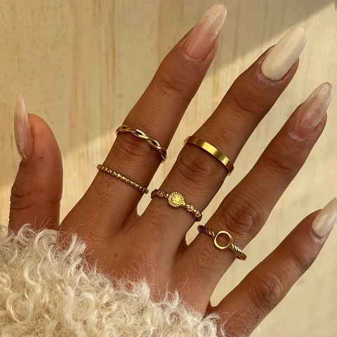 Geometric Stainless Steel Open Rings Stackable Minimalist Aesthetic Electroplated Fashion Jewelry Accessories For Women