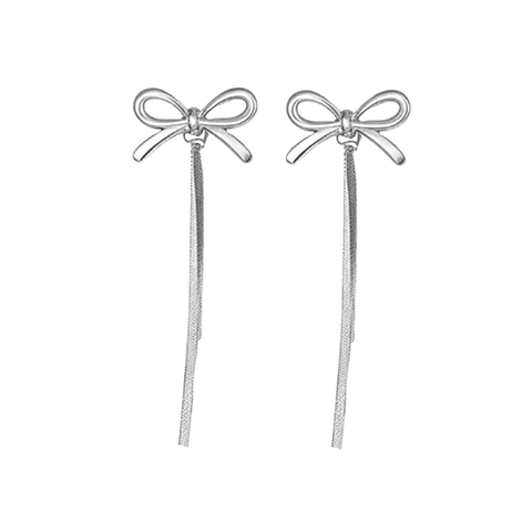 Edelstahl Schleife Quasten Ohrringe Vergoldet Lange Schlangenkette Tropfen Anhänger Mode Schmuck Für Damen