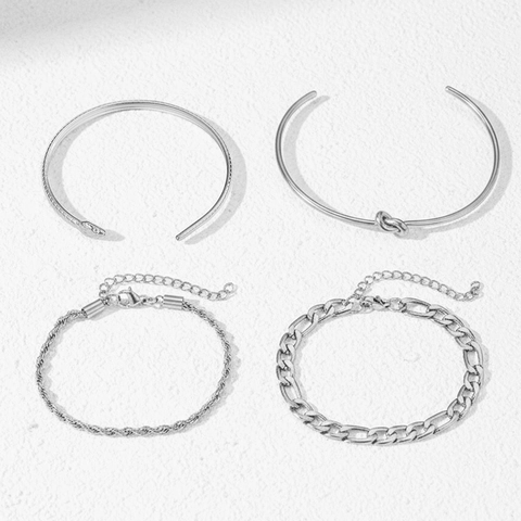 Stainless Steel Bracelet Bangle Women Snake Head Knot Bangle Twisted Rope Chain Cuban Link Chain Adjustable Minimalist Luxury