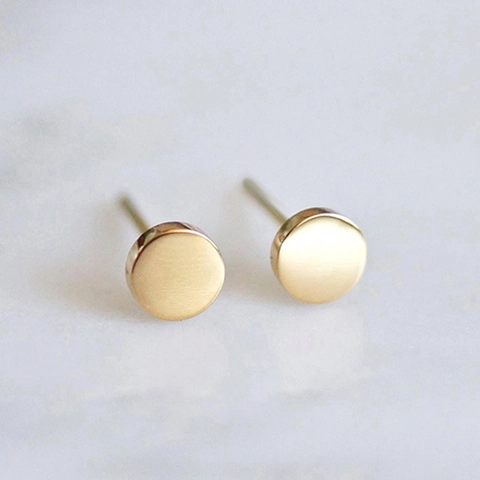 Pendientes De Botón Planos Redondos Minimalistas De Acero Inoxidable Joyería Geométrica Estilo Punk Unisex