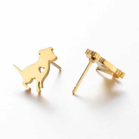 Schattige Hond Oorknopjes Roestvrij Staal Minimalistisch Diervorm Hart Sieraden Voor Dames Meisjes
