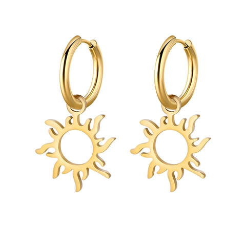Sun Anhänger Creolen Edelstahl Hohl Sonnenschliff Bohemian Stil Schmuck Für Frauen
