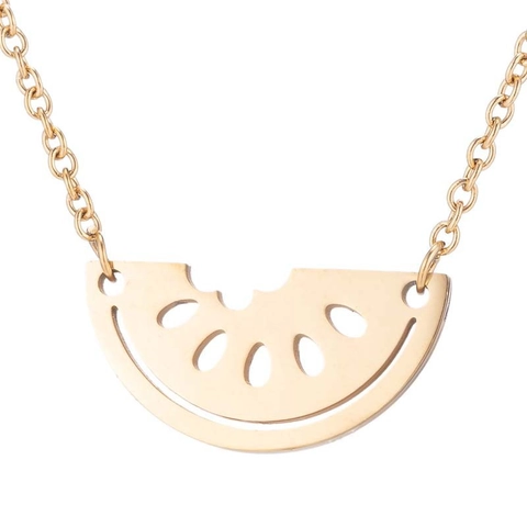 Collana Con Ciondolo A Fetta Di Anguria Acciaio Inossidabile Svuotato Segno Di Morso Gioielli Frutta Creativa Per Donna