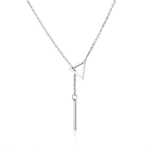 Edelstahl Und Legierung Geometrische Dreieck Lange Stange Anhänger Halskette Minimalistische Y-Form Lariat Für Frauen
