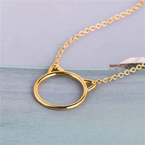 Kattenoor Hanger Ketting Legering Verguld Holle Ronde Ring Minimalistische Sieraden Cadeau Voor Vrouwen Meisjes