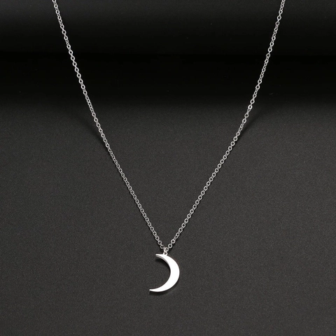 Halskette Mit Mondsichel Anhänger Edelstahl Minimalistisch Poliert Schlüsselbein Kette Retro Stil Mode Schmuck Für Damen