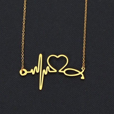 Minimalistische Edelstahl Stethoskop Herz EKG Anhänger Halskette Gold Silber Herzschlag Medizinische Krankenschwester Arzt Schmuck Damen Geschenk