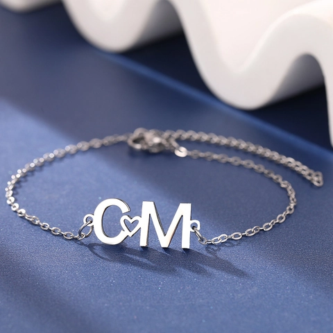 Edelstahl Armband Mit Herzanhänger Und Buchstaben Minimalistischer Polierter Schmuck Für Damen Mode Accessoire