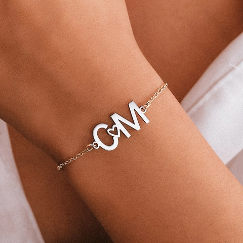 Edelstahl Armband Mit Herzanhänger Und Buchstaben Minimalistischer Polierter Schmuck Für Damen Mode Accessoire