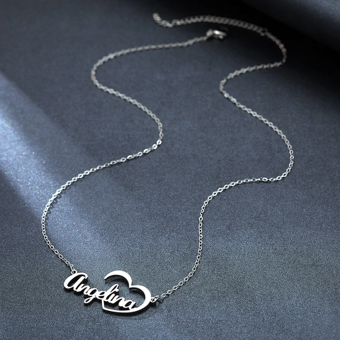 Herz Anhänger Halskette Edelstahl Poliert Elegant Schriftzug Buchstabe Schmuck Mode Für Damen