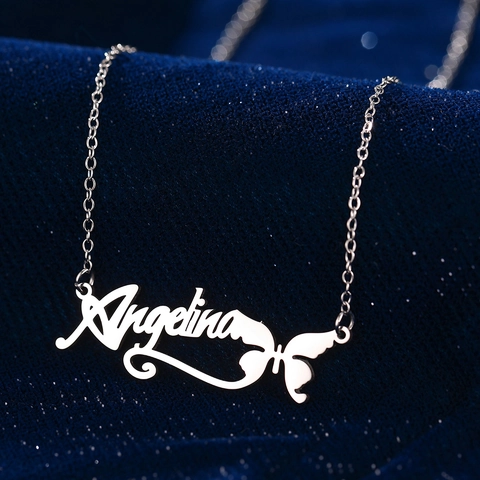 Collana Con Ciondolo A Farfalla Acciaio Inossidabile Targhetta Con Nome Elegante Gioielli Minimalisti Donna