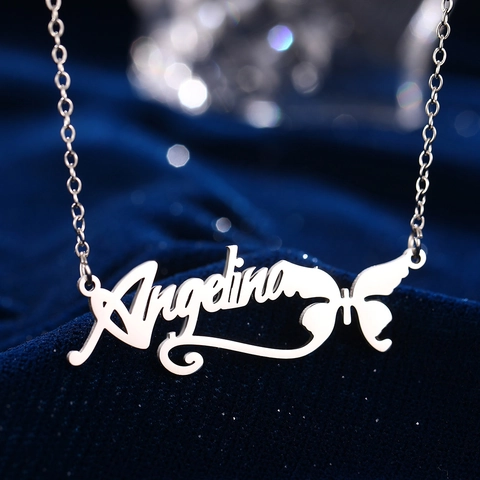 Collana Con Ciondolo A Farfalla Acciaio Inossidabile Targhetta Con Nome Elegante Gioielli Minimalisti Donna