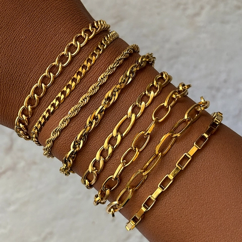 Roestvrijstalen Schakelarmband Minimalistisch Geometrisch Figaro Cubaanse Stijl Mode Sieraden Voor Heren Dames