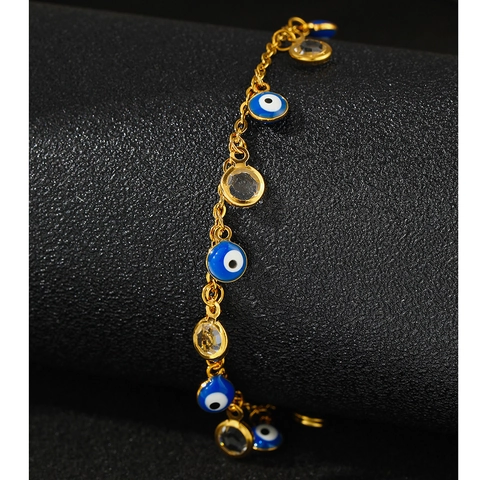 Evil Eye Armband Edelstahl Blaue Glasanhänger Und Klarer Kristall Türkischer Boho Schmuck Mode Accessoires Für Damen