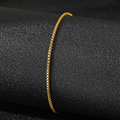 Fußkettchen Edelstahl Box Kette Venetian Link Minimalistisch Strand Sommer Mode Schmuck Für Frauen Mädchen Poliert