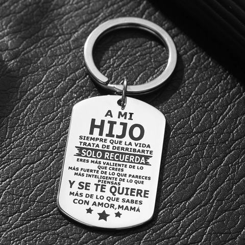 Llavero De Acero Inoxidable Placa Militar Mensaje Inspirador En Español Regalo De Madre A Hijo