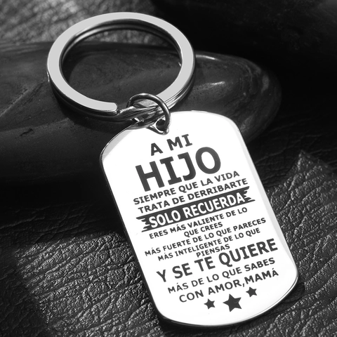 Llavero De Acero Inoxidable Placa Militar Mensaje Inspirador En Español Regalo De Madre A Hijo