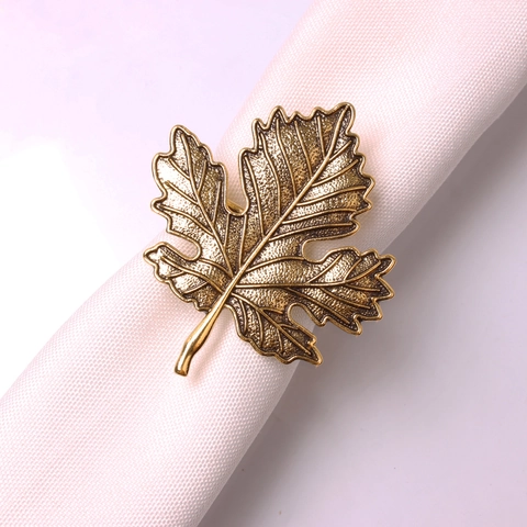 Vintage Maple Leaf Napkin Rings Metal Alloy Pumpkin Foliage Buckles Halloween Thanksgiving Table Decor Wedding Party Supplies