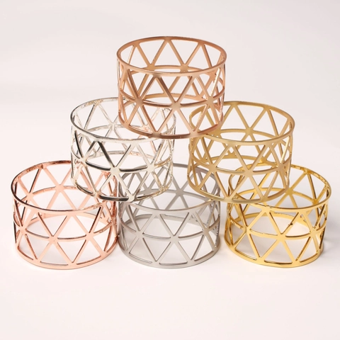 Metal Napkin Rings Hollow Geometric Triangle Napkin Holders For Wedding Banquet Dinner Party Table Decoration